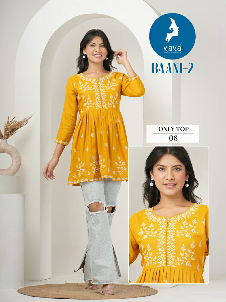 Baani 2 By Kaya Rayon Designer Short Ladies Top Wholesale Market In Surat